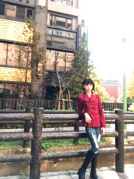 「Mimosa（ミモザ）のアイテム」を使った、Eve Chenさん（レディース・159cm）の冬コーディネート