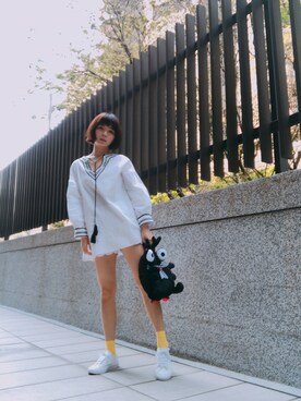 「Mimosa（ミモザ）のアイテム」を使った、Eve Chenさん（レディース・160cm）の春コーディネート