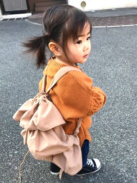 「GAP（ギャップ）の1969 マイ ファースト レギンス ジーンズ (ベビー)（デニムパンツ）」を使った、SENAEMIさん（キッズ・80cm）の冬コーディネート