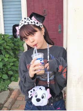 「Harley-Davidson（ハーレーダビッドソン）のアイテム」を使った、Fukuo Yuukaさん（レディース・145cm）の春コーディネート