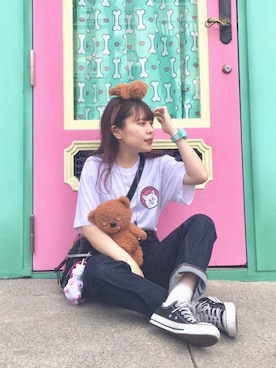 「UNIF（ユニフ）のアイテム」を使った、Fukuo Yuukaさん（レディース・145cm）の夏コーディネート