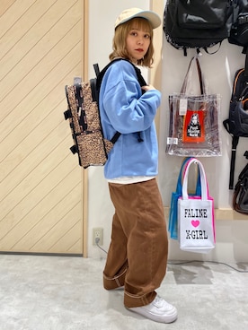 「X-girl（エックスガール）のWIDE TAPERED PANTS（その他パンツ）」を使った、Fukuo Yuukaさん（レディース・145cm）の秋コーディネート