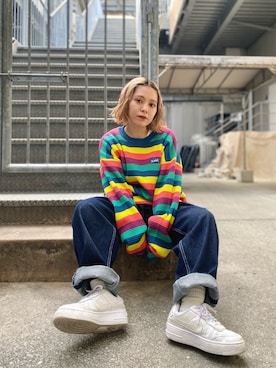 「X-girl（エックスガール）のアイテム」を使った、Fukuo Yuukaさん（レディース・145cm）の春コーディネート