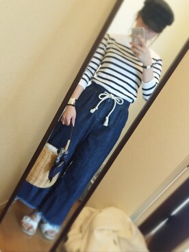 「TODAYFUL（トゥデイフル）のアイテム（かごバッグ）」を使った、yukacocoさん（レディース・160cm）の春コーディネート