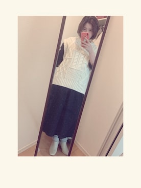 「TODAYFUL（トゥデイフル）のレザースクエアミュール（サンダル）」を使った、yukacocoさん（レディース・160cm）の冬コーディネート