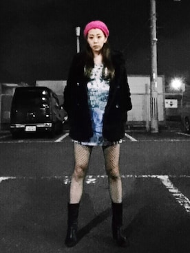 「アイテム（ブーツ）」を使った、山根亮さん（レディース・167cm・20代）の冬コーディネート