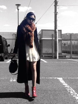 「DHOLIC(ディーホリック)のアイテム(タイツ/ストッキング)」を使った、山根亮さん(レディース・167cm)の冬コーディネート