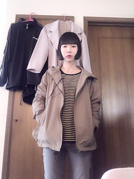 「B.L.U.E（ビーエルユーイー）のアイテム（ジャケット/アウター）」を使った、Ⓜ︎🐿️ena.さん（レディース・157cm）の春コーディネート