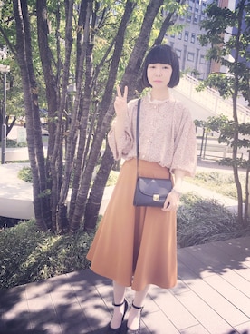 「オレンジスカート」｜Ⓜ︎🐿️ena.さん（レディース・157cm）の春コーディネート