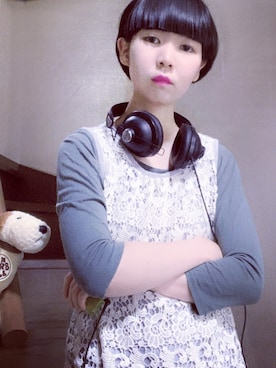「B.L.U.E（ビーエルユーイー）のアイテム（トップス）」を使った、Ⓜ︎🐿️ena.さん（レディース・157cm）の夏コーディネート