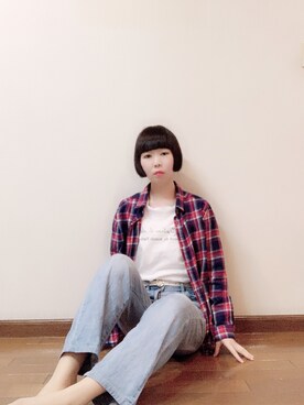 「Honeys（ハニーズ）のアイテム（ポロシャツ）」を使った、Ⓜ︎🐿️ena.さん（レディース・157cm）の春コーディネート