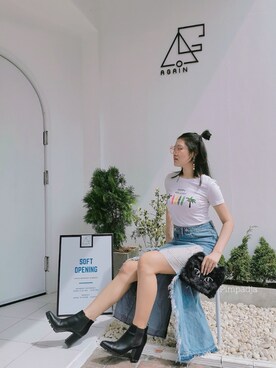 「skirt」｜「アイテム（ブーティ）」を使った、pimpadjaさん（レディース・159cm）の夏コーディネート