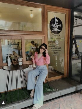 「PRADA（プラダ）のアイテム（サングラス、ブラウン系）」を使った、pimpadjaさん（レディース・159cm）の夏コーディネート