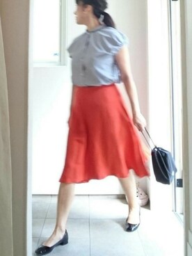 「ショッピング」｜「アイテム（バレエシューズ）」を使った、jさん（レディース・155cm）の夏コーディネート