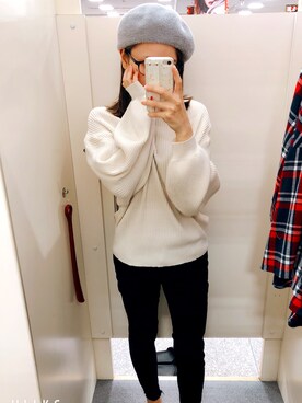 「Avail（アベイル）のアイテム（ハンチング/ベレー帽、グレー系）」を使った、yさん（レディース・156cm）の秋コーディネート