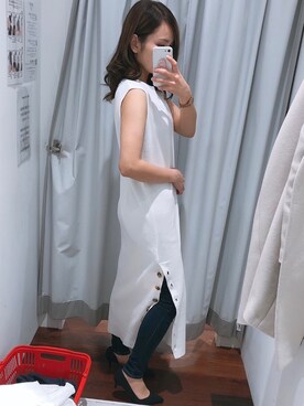 「coca（coca）（コカ）のアイテム（ワンピース、ホワイト系）」を使った、yさん（レディース・156cm）の冬コーディネート
