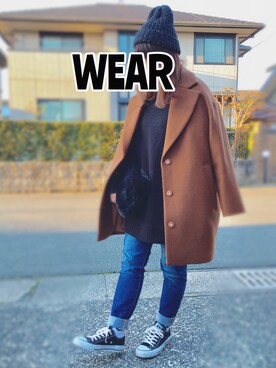 「CONVERSE（コンバース）のconverse（コンバース） ALL STAR OX（オールスターOX）（スニーカー）」を使った、も か み ゆさん（レディース・152cm）の冬コーディネート