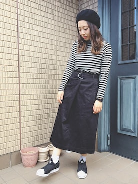 「Daniel Wellington」｜「アイテム（ハンチング/ベレー帽）」を使った、も か み ゆさん（レディース・152cm）の秋コーディネート