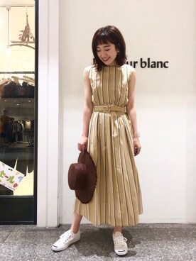 「お呼ばれ」｜「アイテム（帽子）」を使った、ルクールブラン名古屋セントラルパーク店スタッフさん（レディース・166cm）の夏コーディネート