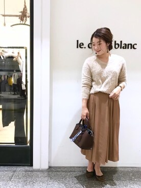 「お呼ばれ」｜「アイテム（バレエシューズ）」を使った、ルクールブラン名古屋セントラルパーク店スタッフさん（レディース・158cm）の秋コーディネート