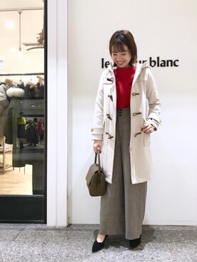 「女子会」｜「アイテム（ダッフルコート）」を使った、ルクールブラン名古屋セントラルパーク店スタッフさん（レディース・161cm）の秋コーディネート