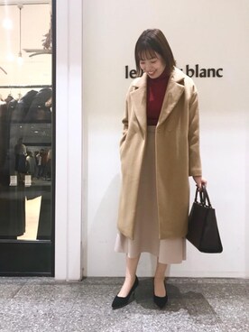「お呼ばれ」｜「アイテム（チェスターコート）」を使った、ルクールブラン名古屋セントラルパーク店スタッフさん（レディース・161cm）の秋コーディネート