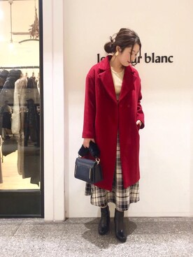 「お呼ばれ」｜「アイテム（チェスターコート）」を使った、ルクールブラン名古屋セントラルパーク店スタッフさん（レディース・158cm）の秋コーディネート