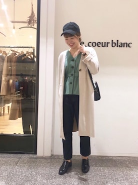 「お呼ばれ」｜「アイテム（その他アウター）」を使った、ルクールブラン名古屋セントラルパーク店スタッフさん（レディース・161cm）の冬コーディネート