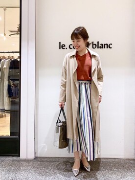 「Laugoa（ラウゴア）のアイテム（ハンドバッグ）」を使った、ルクールブラン名古屋セントラルパーク店スタッフさん（レディース・161cm）の春コーディネート