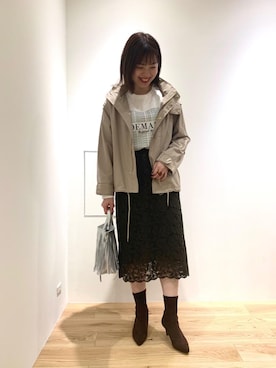 「お呼ばれ」｜「アイテム（ブルゾン）」を使った、ルクールブラン名古屋セントラルパーク店スタッフさん（レディース・161cm）の秋コーディネート