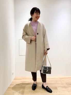 「お呼ばれ」｜「アイテム（その他アウター）」を使った、ルクールブラン名古屋セントラルパーク店スタッフさん（レディース・161cm）の秋コーディネート