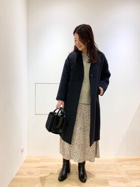 「お呼ばれ」｜「アイテム（その他アウター）」を使った、ルクールブラン名古屋セントラルパーク店スタッフさん（レディース・158cm）の冬コーディネート