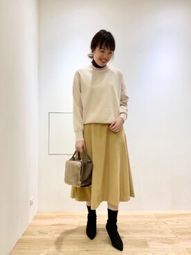 「お呼ばれ」｜「アイテム（財布/小物）」を使った、ルクールブラン名古屋セントラルパーク店スタッフさん（レディース・161cm）の冬コーディネート