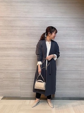 「お呼ばれ」｜「アイテム（ノーカラーコート）」を使った、ルクールブラン名古屋セントラルパーク店スタッフさん（レディース・159cm）の夏コーディネート