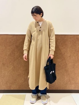 「USAコットン」｜「アイテム（ワンピース/ドレス）」を使った、coen    いなむらさん（レディース・156cm）の冬コーディネート