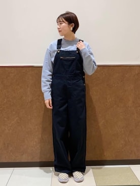 「coen（コーエン）のアイテム（サロペット/オーバーオール）」を使った、coen    いなむらさん（レディース・156cm）の冬コーディネート