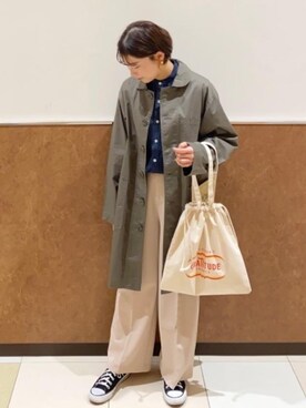 「coenスタッフスタイリング」｜「アイテム（ステンカラーコート）」を使った、coen    いなむらさん（レディース・156cm）の冬コーディネート