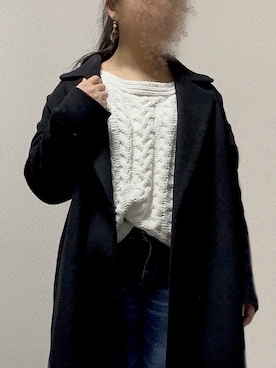 「ゆるニット」｜「アイテム（チェスターコート）」を使った、たま。さん（レディース・148cm）の冬コーディネート