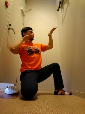 「トレーニング」｜「アイテム（アナログ腕時計）」を使った、元海 俊平さん（メンズ・165cm）の春コーディネート