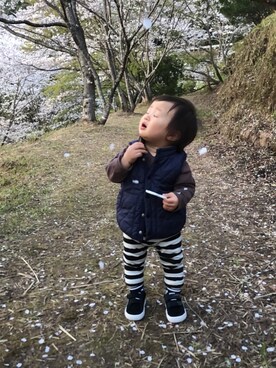 「90cm」｜「アイテム（その他アウター）」を使った、わっくさん（キッズ・80cm）の春コーディネート