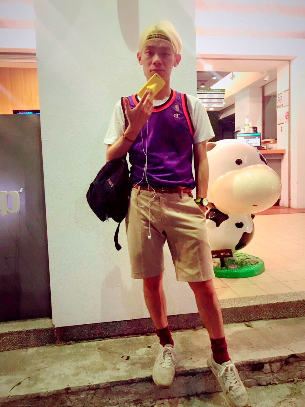 「Championのアイテム（ヘアゴム、イエロー系）」を使った、五右衛門さん（メンズ・166cm）の夏コーディネートの1枚目の写真
