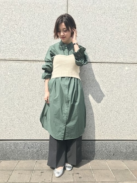 「A part by（アパートバイ）のアイテム（シャツワンピース）」を使った、sakiさん（レディース・162cm）の秋コーディネート
