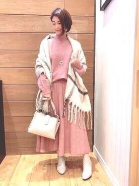 「レザーブーツ」｜「アイテム（アクセサリー）」を使った、aaamiさん（レディース・154cm）の冬コーディネート