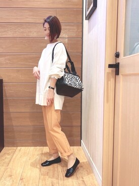 「USAコットン」｜「アイテム（スウェット）」を使った、aaamiさん（レディース・154cm）の春コーディネート