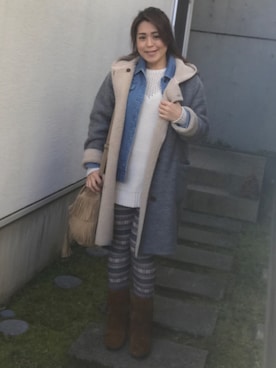 「ROXY（ロキシー）のアイテム（デニムジャケット）」を使った、mauloa.lokahiさん（レディース・156cm）の冬コーディネート