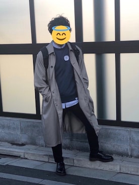 「アイテム（ステンカラーコート）」を使った、masikakun@LINEスタンプ販売さん（メンズ・172cm・20代）の春コーディネート