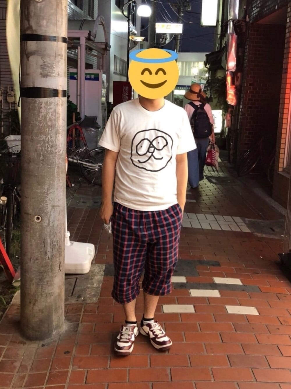 「夏セールで買いました、吉川晃司、COMPLEX、シンバル、ドラム叩いてみたい、あいみょん、WANIMA、04 Limited Sazabys、ヤバイTシャツ屋さん、Mrs.GREEN APPLE」｜「UTme!のアイテム（Tシャツ/カットソー、ホワイト系）」を使った、masikakun@LINEスタンプ販売さん（メンズ・167cm）の夏コーディネートの1枚目の写真