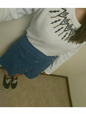 「SpRay PREMIUM（スプレイプレミアム）のアイテム（Tシャツ/カットソー）」を使った、あさりんごさん（レディース・155cm）の冬コーディネート