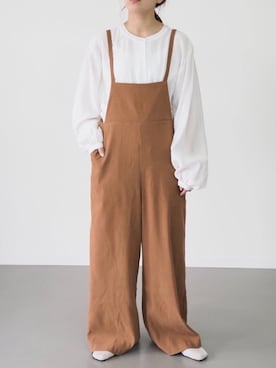 「ブラウンコーデ」｜「アイテム（チュニック）」を使った、Riberry_officialさん（レディース・158cm）の春コーディネート