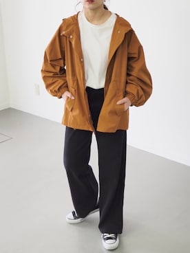 「ブラウンコーデ」｜「アイテム（マウンテンパーカー）」を使った、Riberry_officialさん（レディース・158cm）の春コーディネート